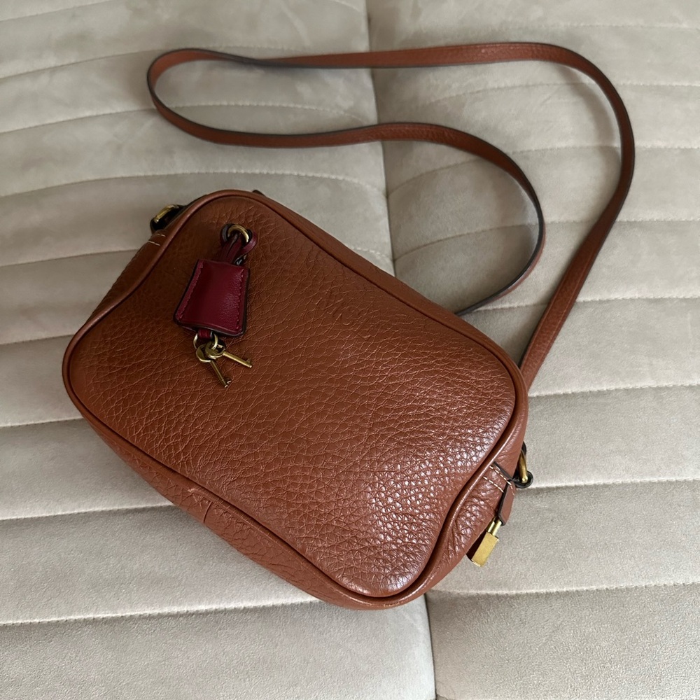 J CREW Signet Bag Crossbody Shoulder Bag Roasted Chestnut Italian Leather